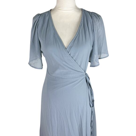 Baltic Born Ivy Wrap Maxi Dress Light Blue Chiffon Bridesmaid V-Neck Size XS NEW - Picture 7 of 9